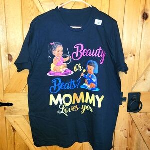 WOMENS size XL gender reveal tshirt & Banner "Beauty Or Beats "